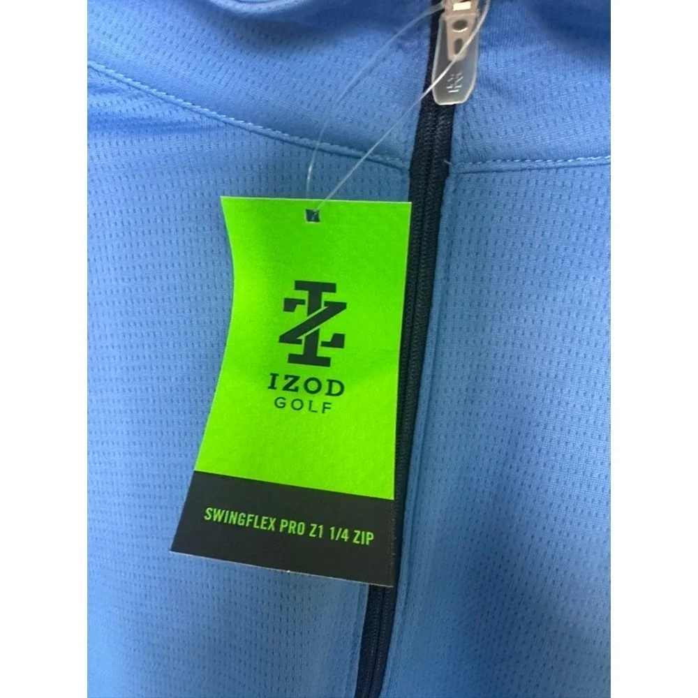 Izod Golf Mens XL Swingflex Pro Z1 1/4 Zip Pullover Blue Regatta Mesh